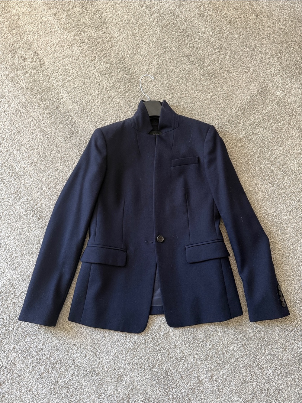 Women’s Blue Stand-Collar Blazer - Contemporary Tailored Jacket